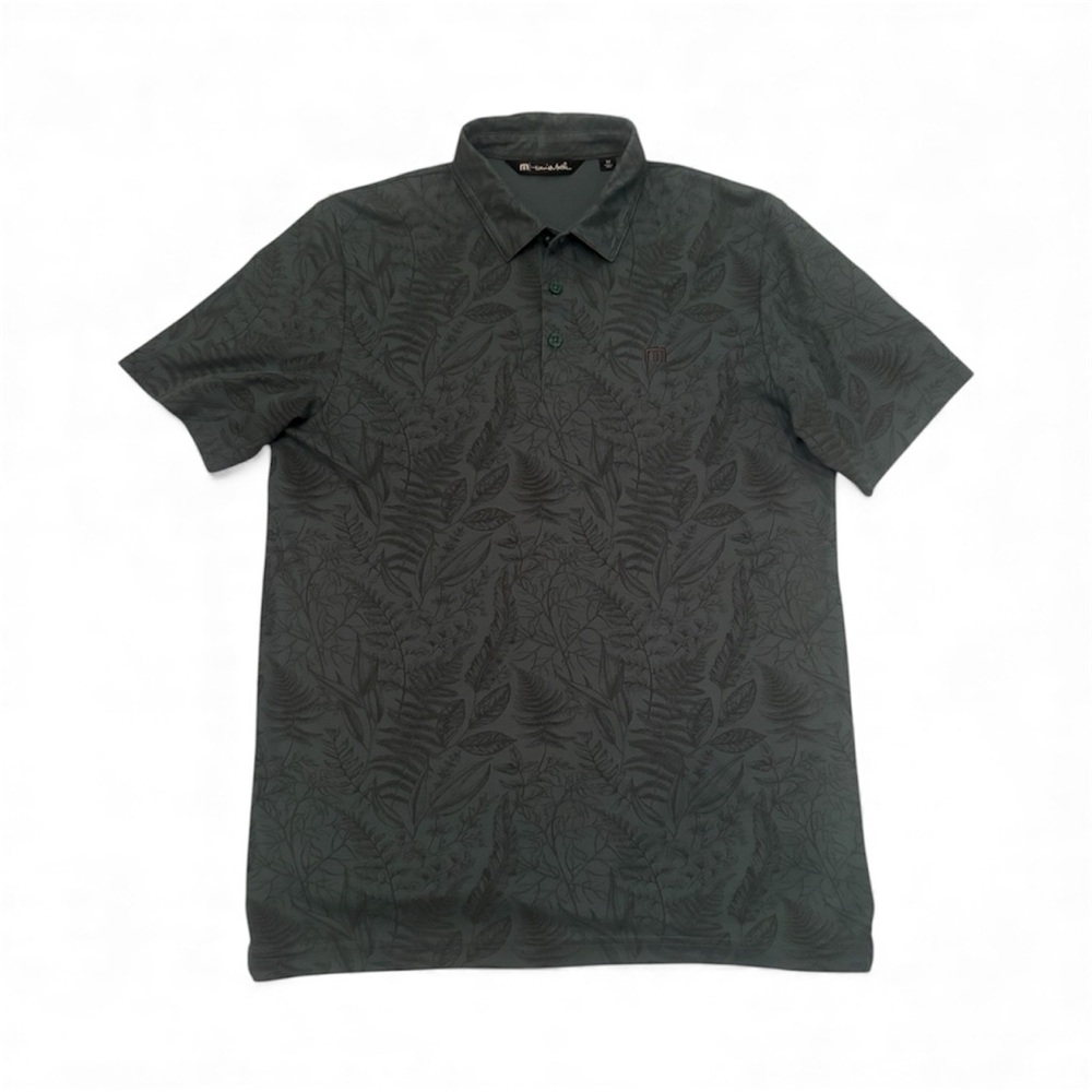 Travis Mathew Mens Medium Green Golf Polo Shirt Leaves
